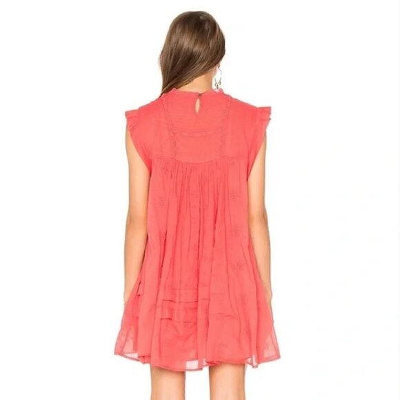 Free People Nobody Like You Babydoll Minidress Coral Size XS - Picture 2 of 10